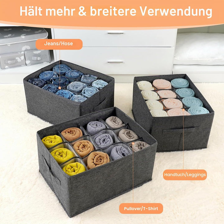 Kleiderschrank Organizer Schublade Aufbewahrungsbox für Kleidung - 12 Zellen Ordnungssystem Schrank