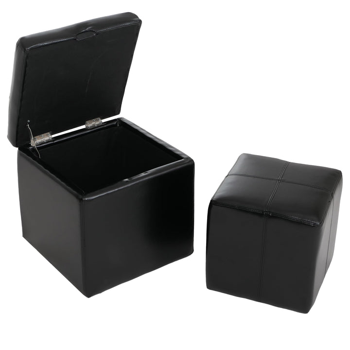 Mendler 2er Set Hocker Sitzwürfel Sitzhocker Aufbewahrungsbox Onex, Leder + Kunstleder, 45x44x44cm -