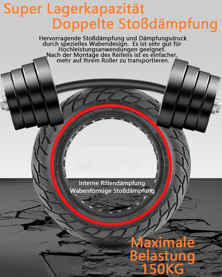 VOLOHAS 60/70-6,5 Vollgummireifen 10 * 2,5 Solide Reifen für Segway Ninebot Max G30 / G30E / G30LP E