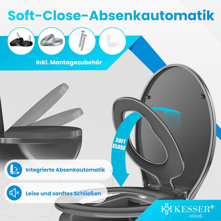 KESSER® WC Sitz mit Absenkautomatik Toilettendeckel Quick-Release-Funktion und Softclose - einfache