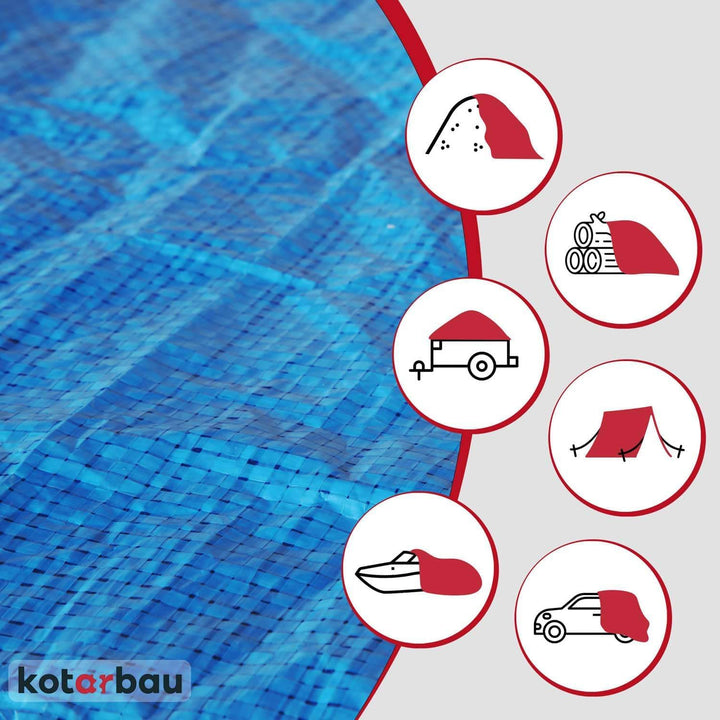 KOTARBAU® Plane 60 g/m2, Abdeckplane wasserdicht 8x12 m, Blau | Universal Schutzplane, Abdeckplane m