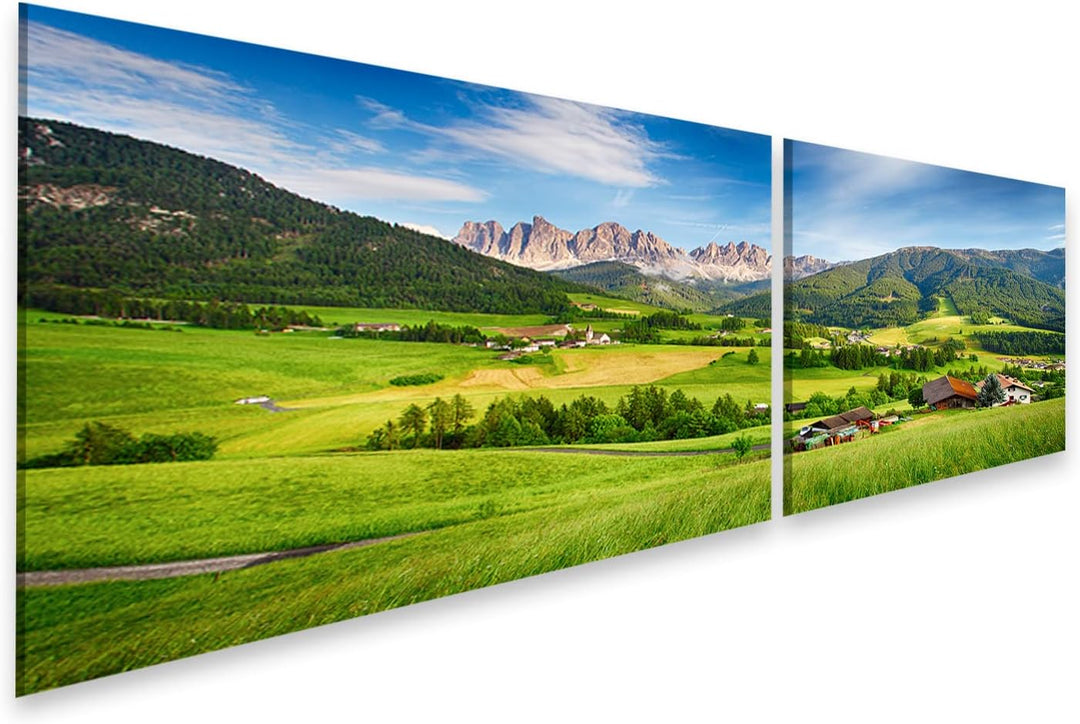 islandburner Bild auf Leinwand Dolomiten Berg Villnöss Bilder Wandbilder Poster Leinwand 160x40cm -