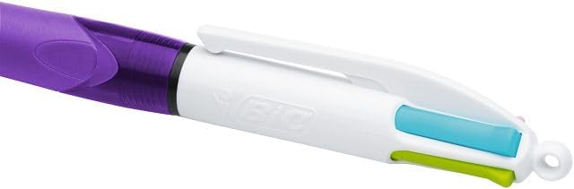 BIC 4 Farben Kugelschreiber Set 4 Colours Grip Fun, Pastell Farben, 12er Pack, Ideal für das Büro, d