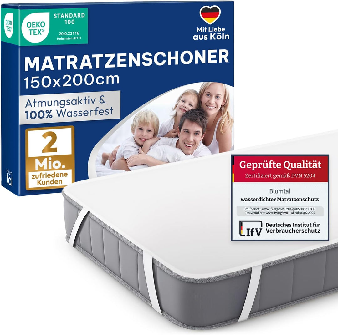 Blumtal® Matratzenschoner 150x200cm - Oeko-Tex zertifizierte Inkontinenzunterlage waschbar - wasserd