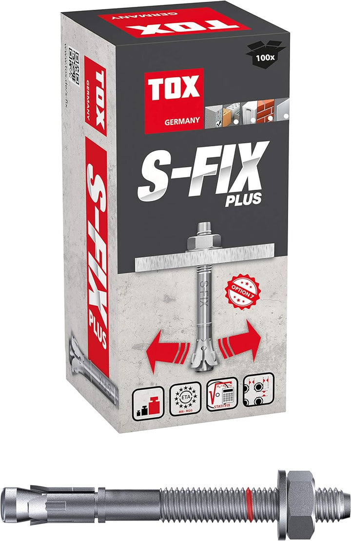 TOX Bolzenanker S-Fix Plus M6 x 70/12 mm 100 Stück 04210102 Verzinkt M6 x 70/12 mm Für ungerissenen