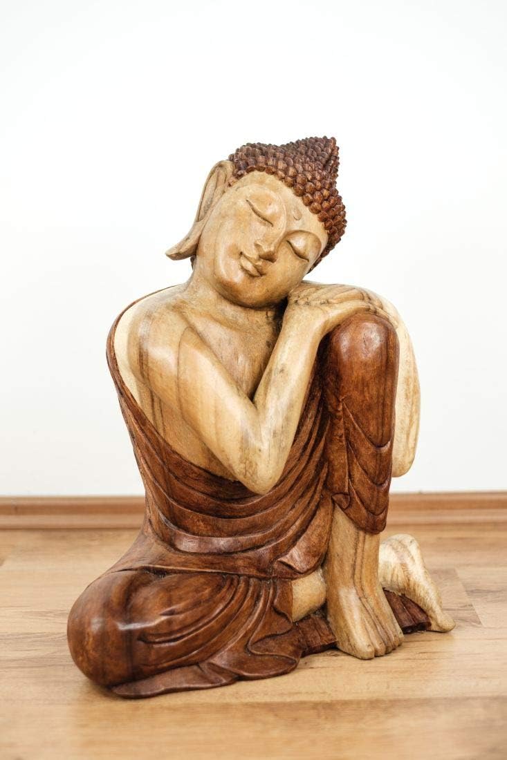 livasia Buddha Figur aus Holz 50cm hoch – Balinesische Handwerkskunst – Buddha Figuren aus Suarholz,