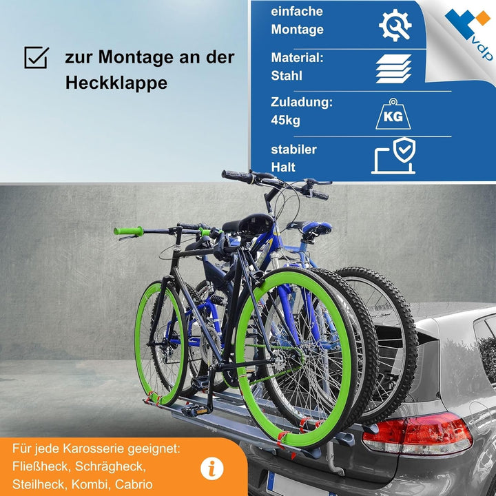 MENABO Logic Fahrrad Heckträger kompatibel mit VW Polo ab 1995 3 Räder Fahrradträger