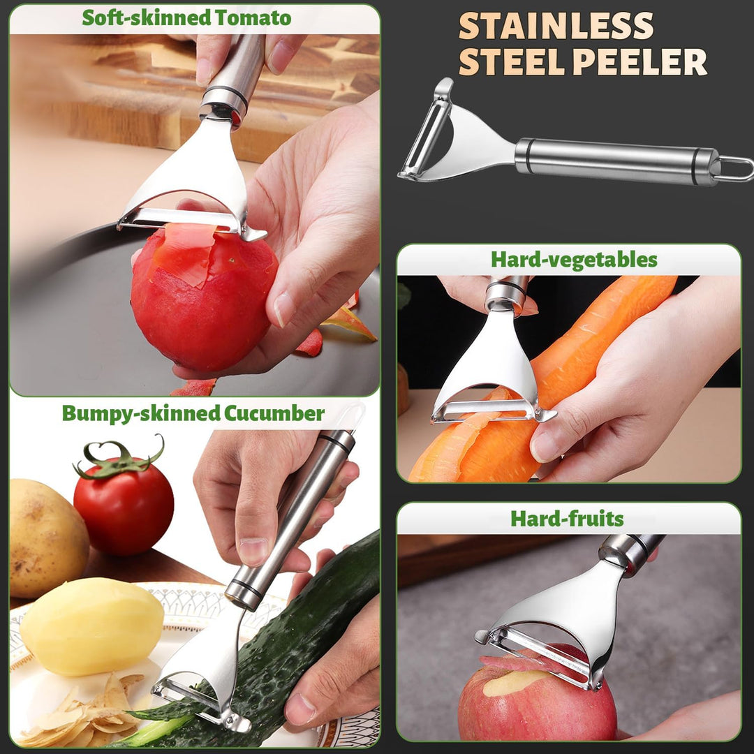 Dicer Smart 9-in-1, Edelstahl Gemüseschneider Und Mandoline Gemüsehobel Set (11 Teile), Julienne- un