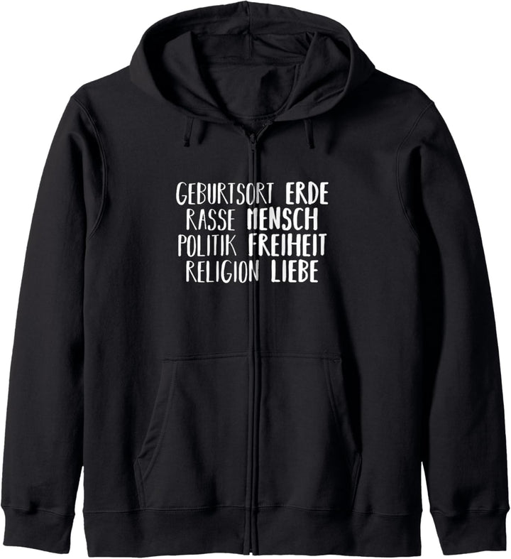 Geburtsort Erde Rasse Mensch Antirassismus Kapuzenjacke