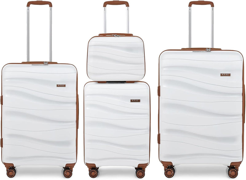 KONO Koffer Trolleys Gepäcksets 4 Teilig Koffer Set mit Beautycase Polypropylen Hartschalenkoffer Re