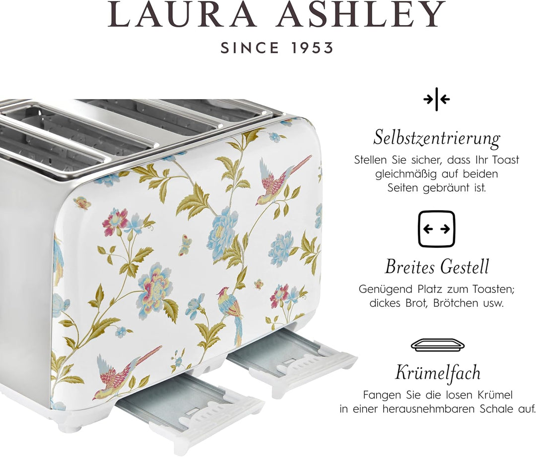 Laura Ashley Toaster und Wasserkocher Set von VQ (Elveden Weiss, Elektrischer Wasserkocher und 4-Sch