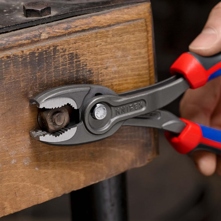 KNIPEX TwinGrip, Frontgreifzange mit 2K-Griffen, atramentiert, 200 mm (SB-Karte/Blister), 82 02 200