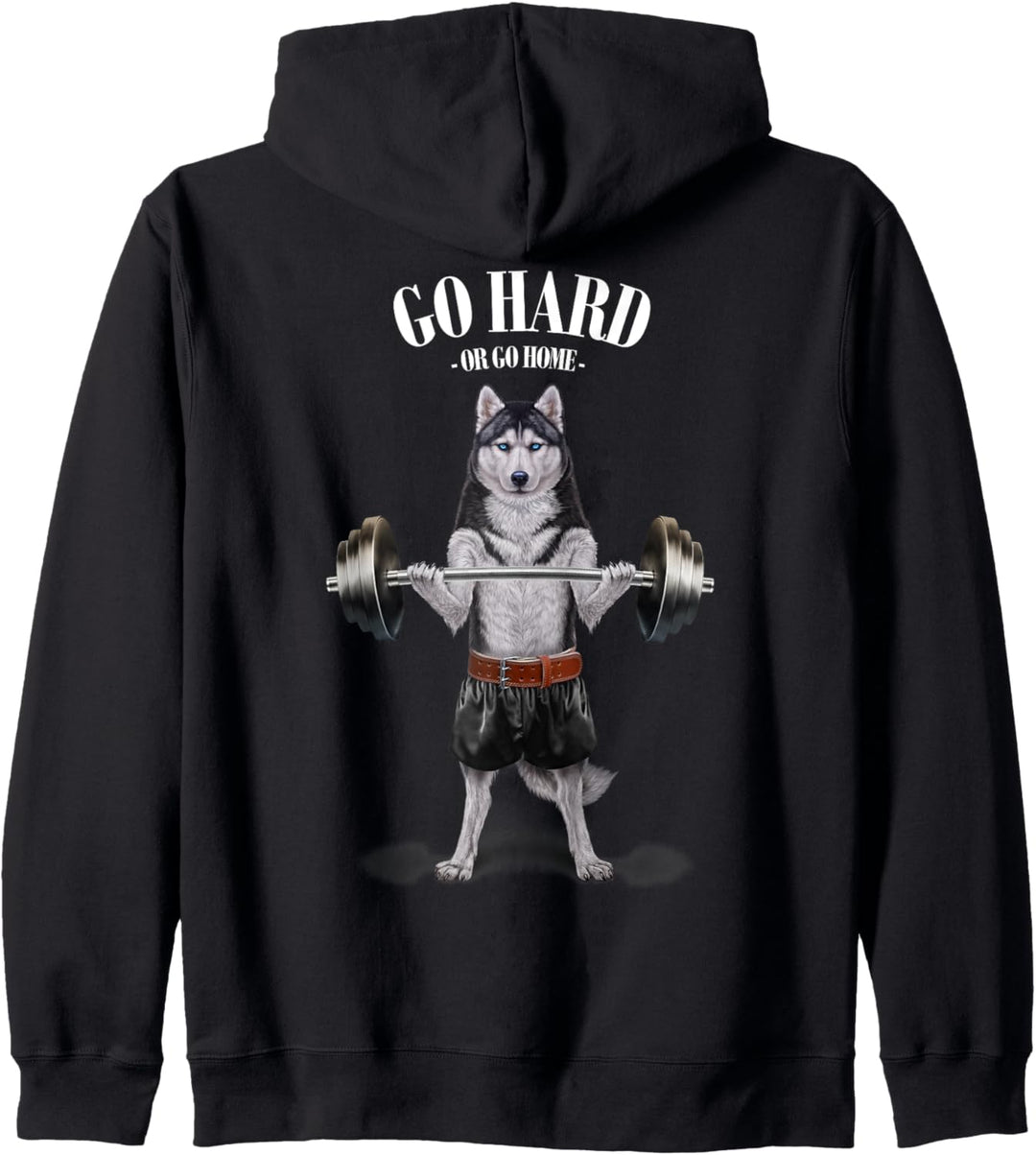 Siberian Husky Hund, der Gewichte im Fitnessstudio hebt Kapuzenjacke