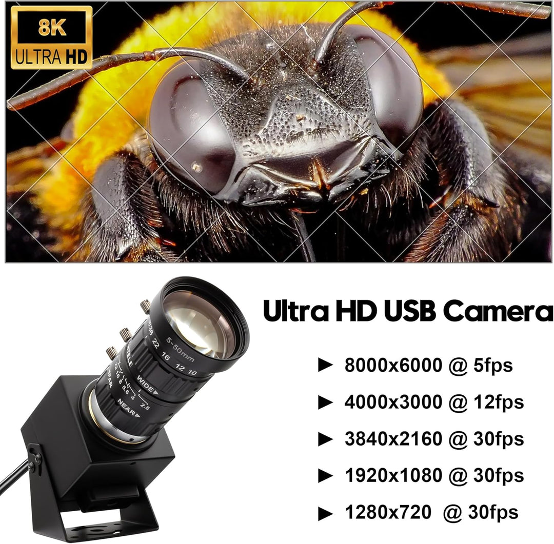 SVPRO 48 MP USB-Kamera mit 5–50 mm Zoomobjektiv, Ultra-High-Definition, 8000 x 6000 Pro, Industrieka