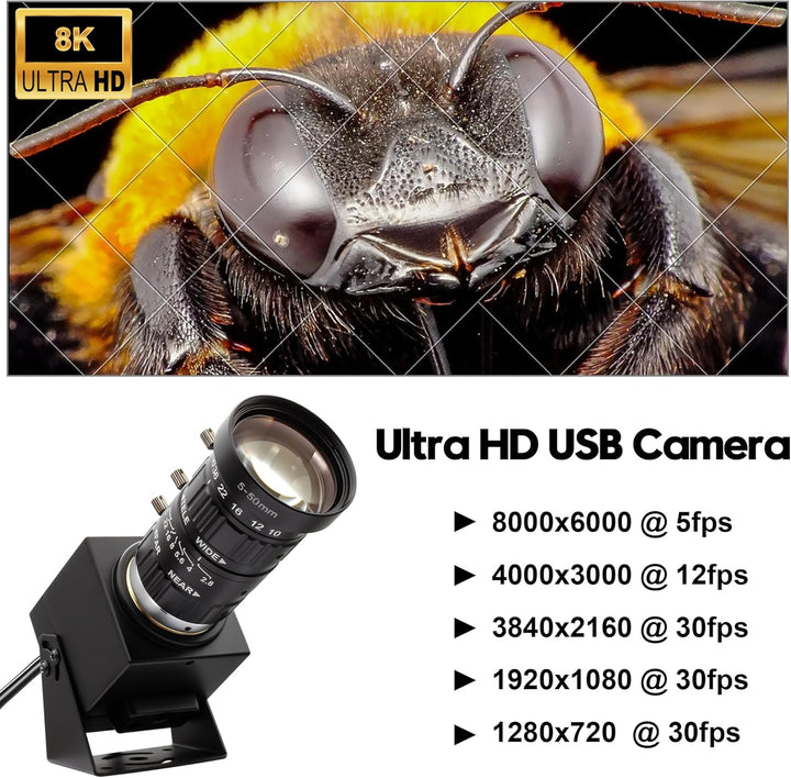 SVPRO 48 MP USB-Kamera mit 5–50 mm Zoomobjektiv, Ultra-High-Definition, 8000 x 6000 Pro, Industrieka