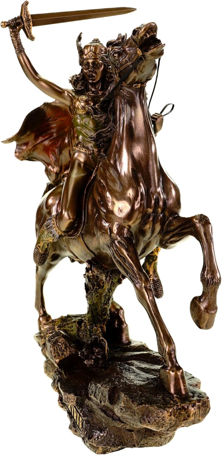 Veronese Figur Walküre auf Pferd mit Speer 28 cm bronziert Schildjungfer Odin
