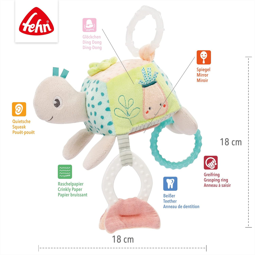 Fehn Activity Spielzeug Schildkröte - Kinderwagen Motorikspielzeug - Spieltier mit Befestigungsring