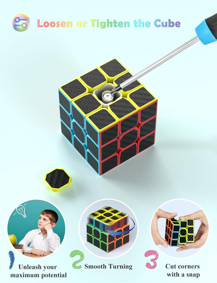 Roxenda Zauberwürfel Set, Original Speed Cube Set mit 2x2 3x3 Pyramide Speedcube, Einfaches Drehen &