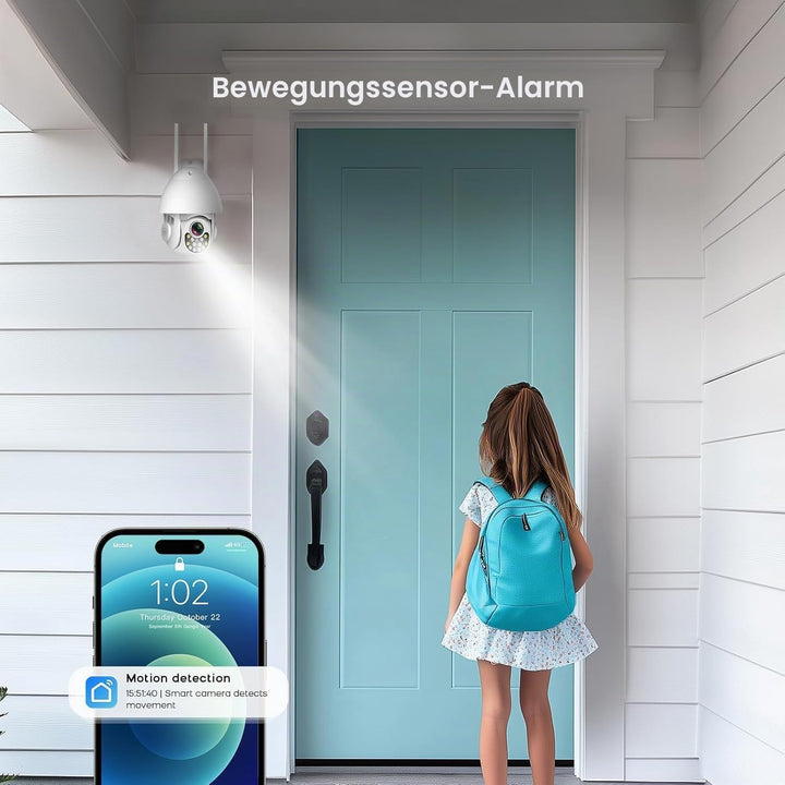 Clouree Alarmanlagen-Set für Zuhause mit 3MP-Aussenkamera, 4G+WLAN-Alarmsystem mit Sirene, PIR-Beweg