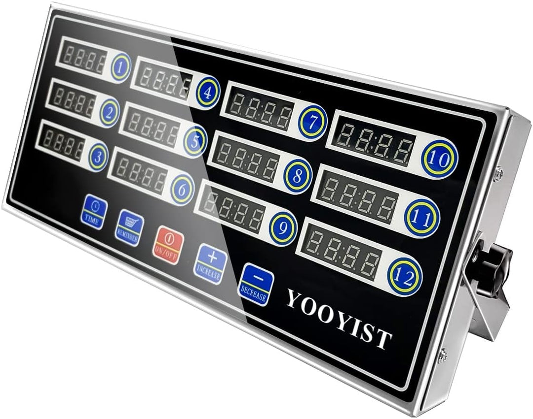 YOOYIST Kommerzieller 12-Kanal-Küchentimer, digitaler Restaurant-Timer, professioneller LED-Einstell