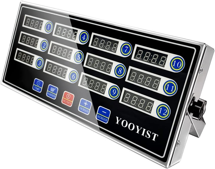 YOOYIST Kommerzieller 12-Kanal-Küchentimer, digitaler Restaurant-Timer, professioneller LED-Einstell