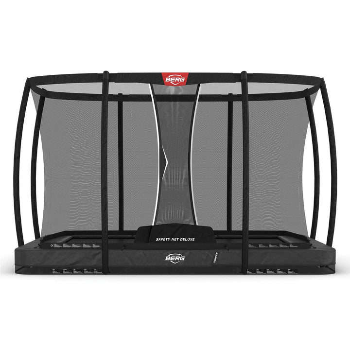 BERG Ultim Champion Trampolin rechteckig grau | Premium Gartentrampolin mit Sicherheitsnetz | Airflo