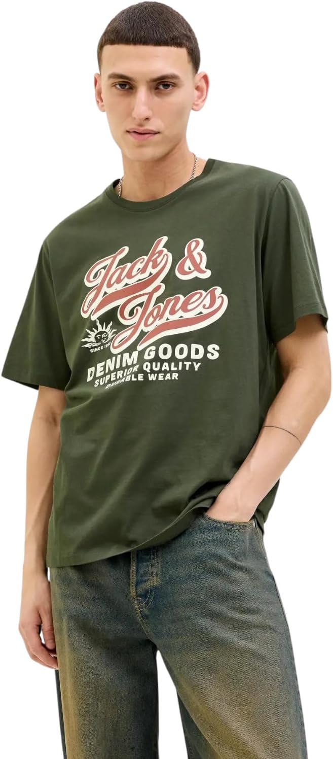 JACK & JONES Herren 5er-Set T-Shirts in verschiedenen Styles, Prints und Farben aus Baumwolle S Regu