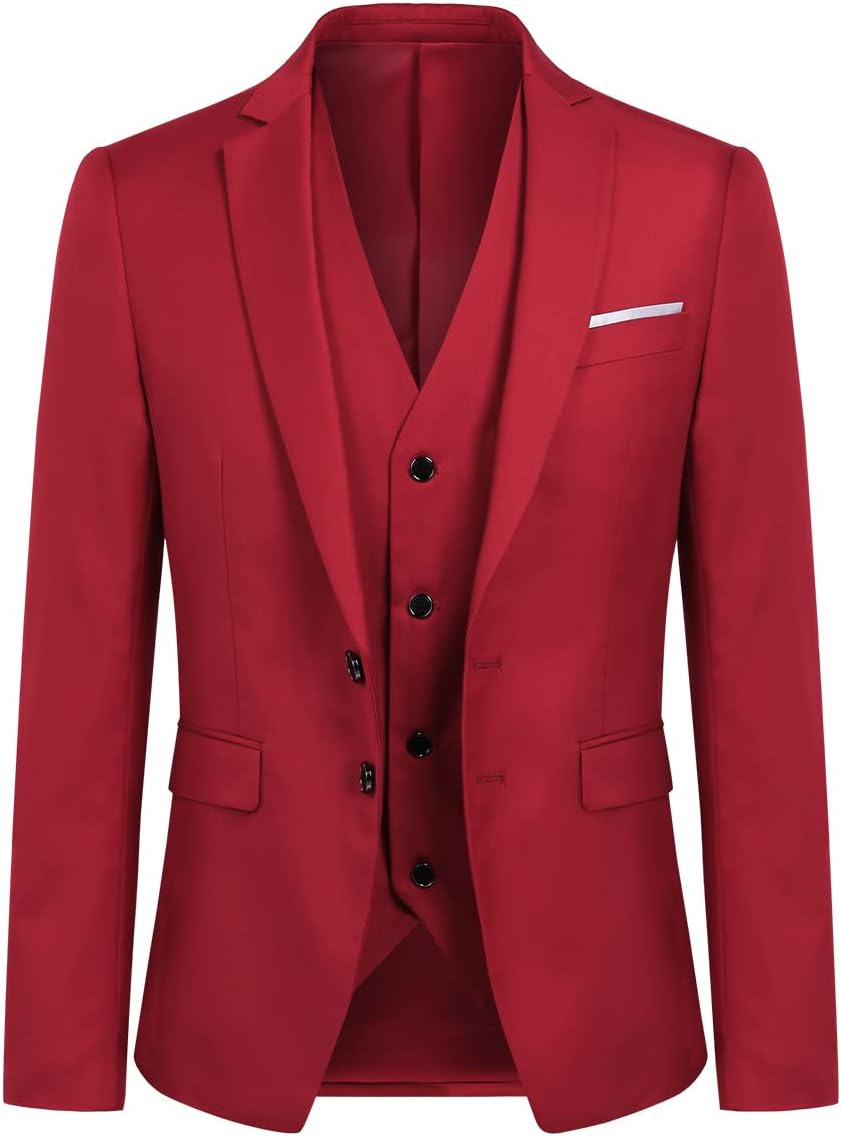 YOUTHUP Anzug Herren 3 Teilig Anzüge Slim Fit 2-Knopf Herrenanzug Modern Formell Sakko Weste Hose fü