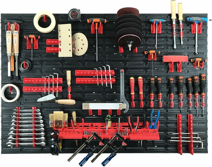 65-tlg. Werkzeugwand Set 1152 x 780 mm Werkstattwand Werkstattregal Lochwand mit Werkzeughaltern für