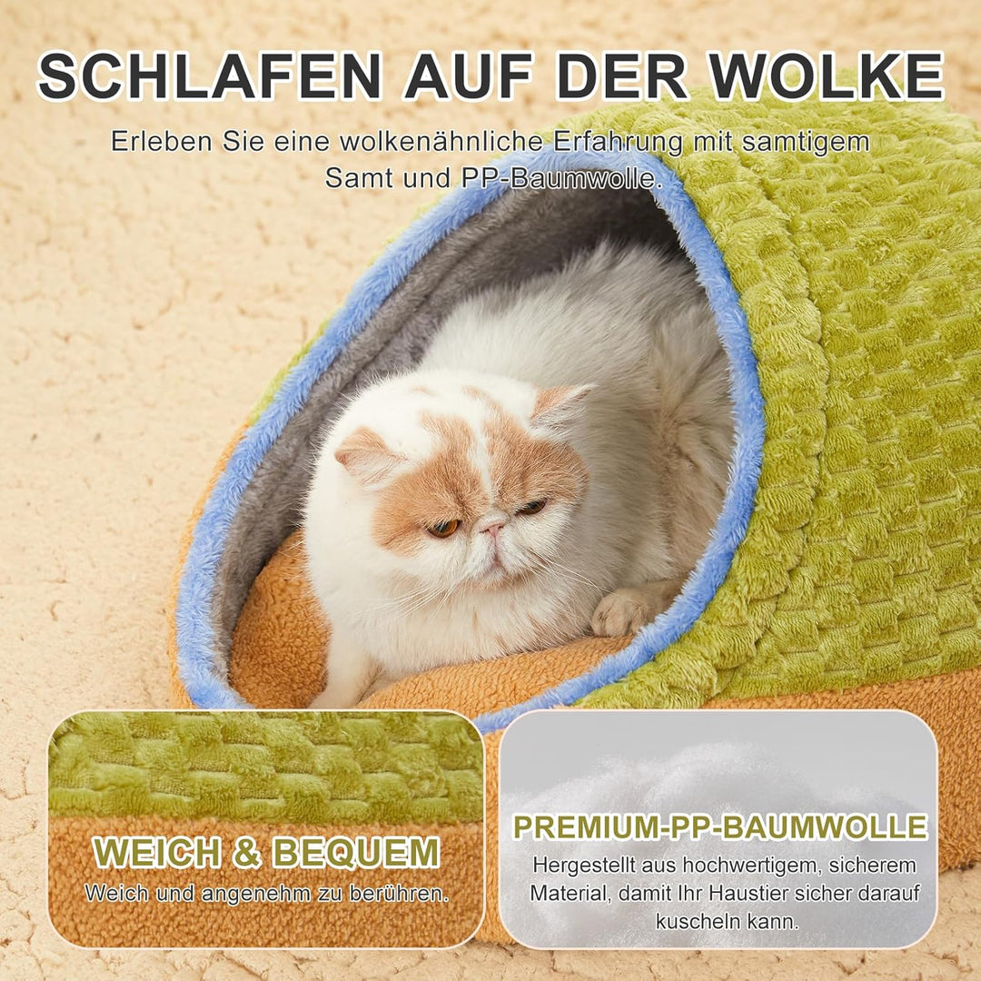Jiupety Nettes Katzenhöhle, Katzenhaus Katzenkorb, Katzenbett mit rutschfestem Boden, Katzenkörbchen