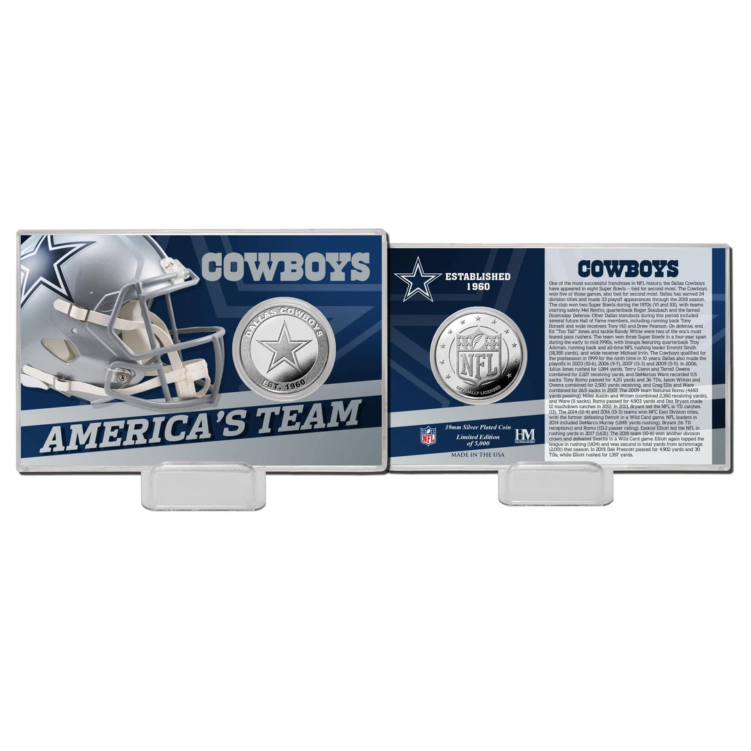 Dallas Cowboys NFL Team History Coin Card mit Gedenkmünze inklusive Display in 10 x 15 cm