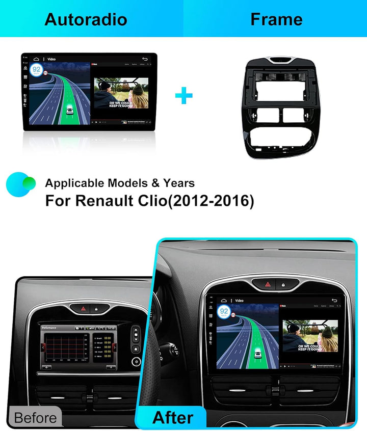 Android 15 IPS Autoradio für Renault CLIO (2013-2016) - Eingebautes CarPlay Android Auto - KOSTENLOS