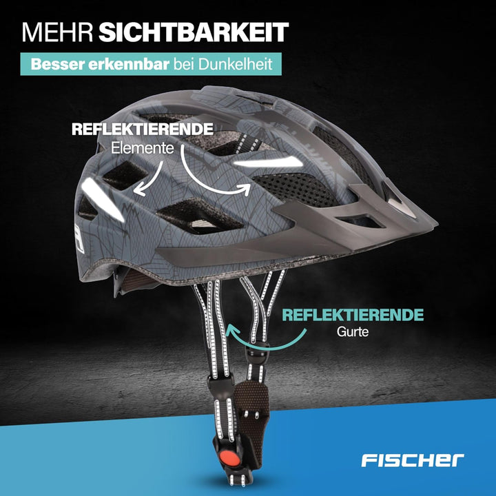 Fischer Erwachsene Fahrradhelm, Radhelm, Cityhelm Urban Plus, S/M oder L/XL, mit integriertem LED-Rü