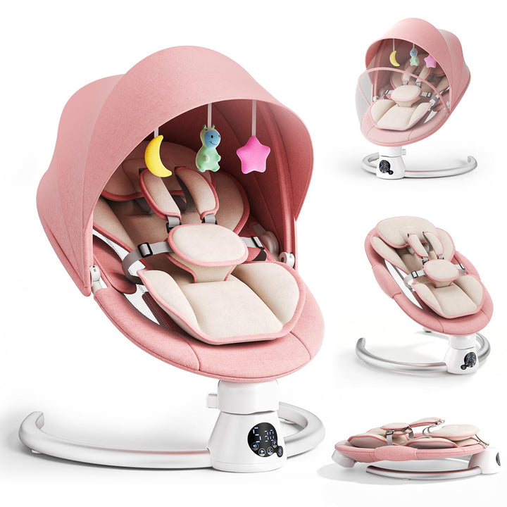 Elektrisch Babyschaukel, Elektrisch Babywippe Verstellbare Rückenlehne mit Abnehmbares Kissen, Steue