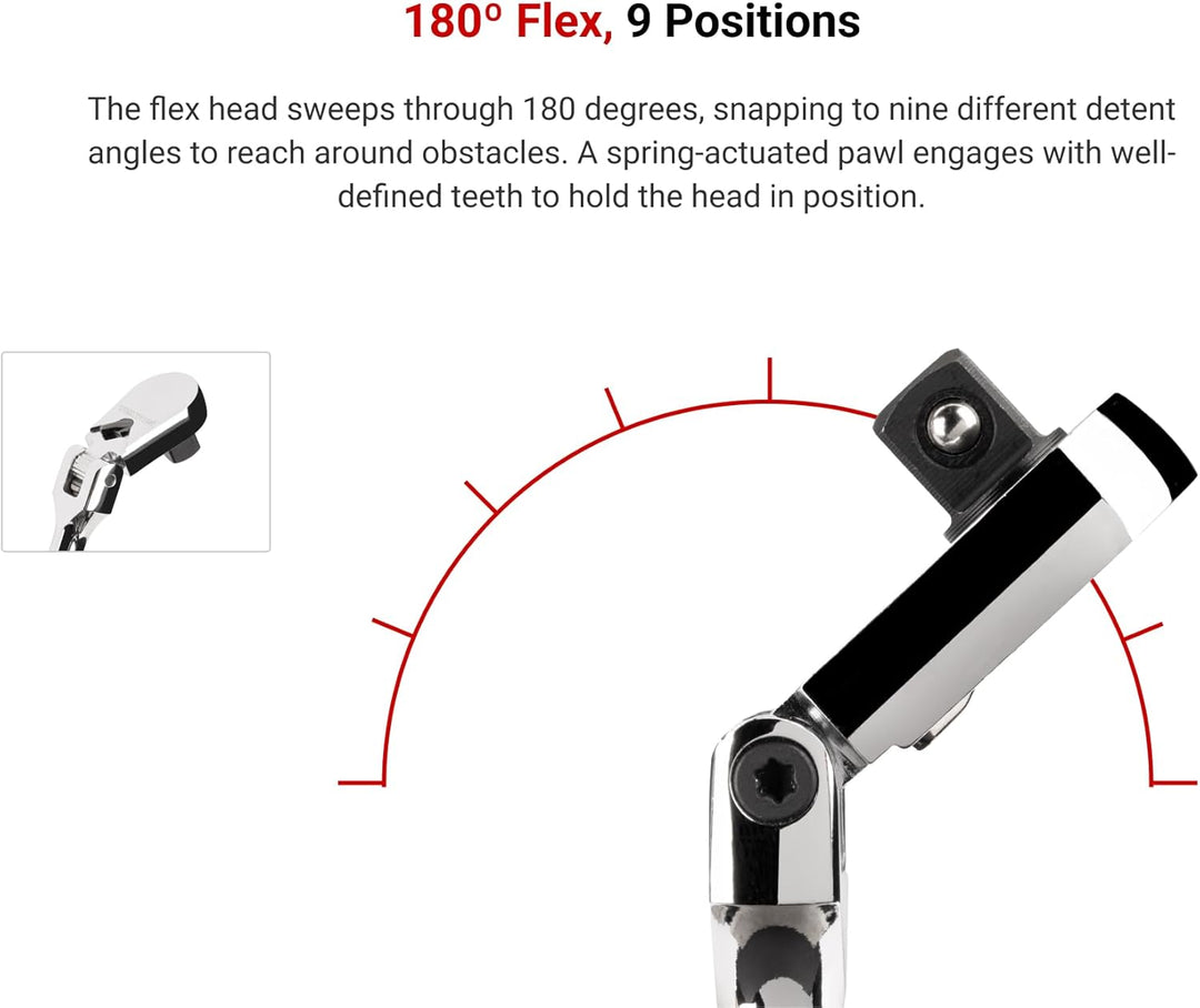TEKTON SRH21006 1/4-Zoll-Antrieb x 6-Zoll-Flex-Ratsche (90T), SRH23214 1/2" Drive Gebogener Schnellv