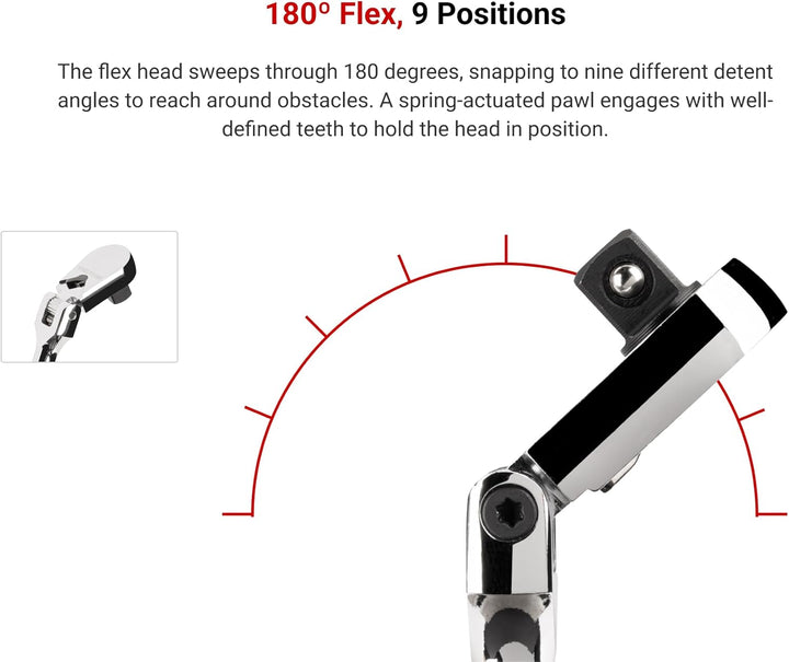 TEKTON SRH21006 1/4-Zoll-Antrieb x 6-Zoll-Flex-Ratsche (90T), SRH23214 1/2" Drive Gebogener Schnellv
