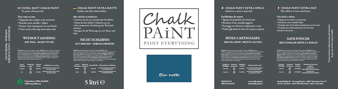Chalk Paint Everything® Blu notte Kreidefarbe Wasserbasis für Alle Oberflächen einfach zu verarbeite