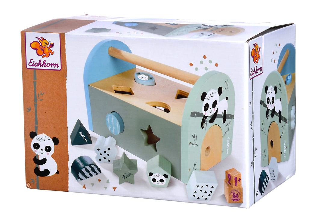 Eichhorn - Panda Linie - Steckbox, Steckspielzeug inkl. 8 verschiedenen Steckbausteinen, Tür zum Öff