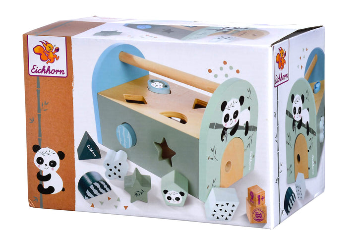 Eichhorn - Panda Linie - Steckbox, Steckspielzeug inkl. 8 verschiedenen Steckbausteinen, Tür zum Öff
