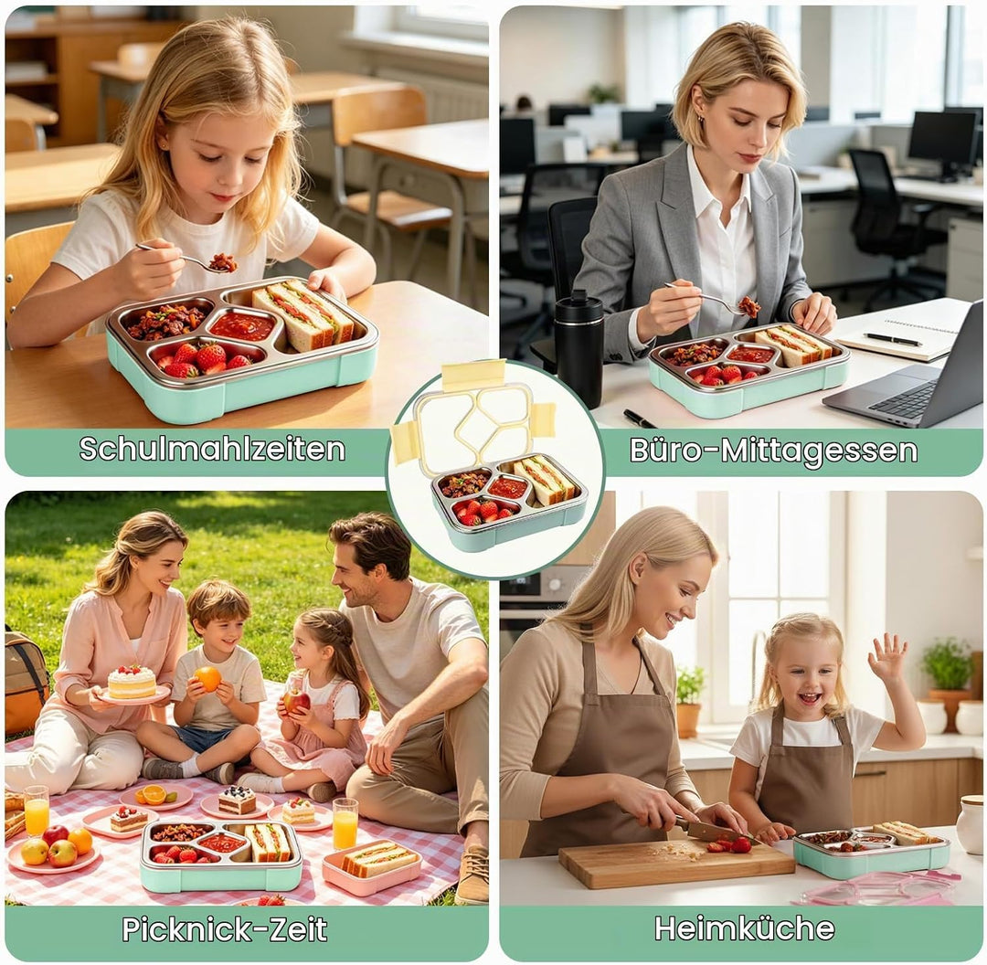 Edelstahl Brotdose Kinder,1020ml Bento Box für Schule,Kita, Büro &amp; Picknick Gelb, Gelb