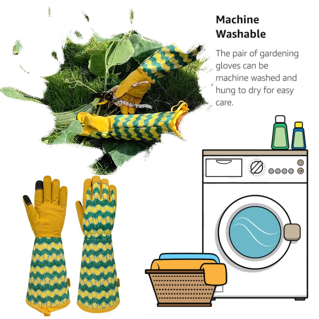 Gartenhandschuhe Lange Gartenhandschuhe für Damen und Herren, Dornenbeständige Gartenhandschuhe, Led