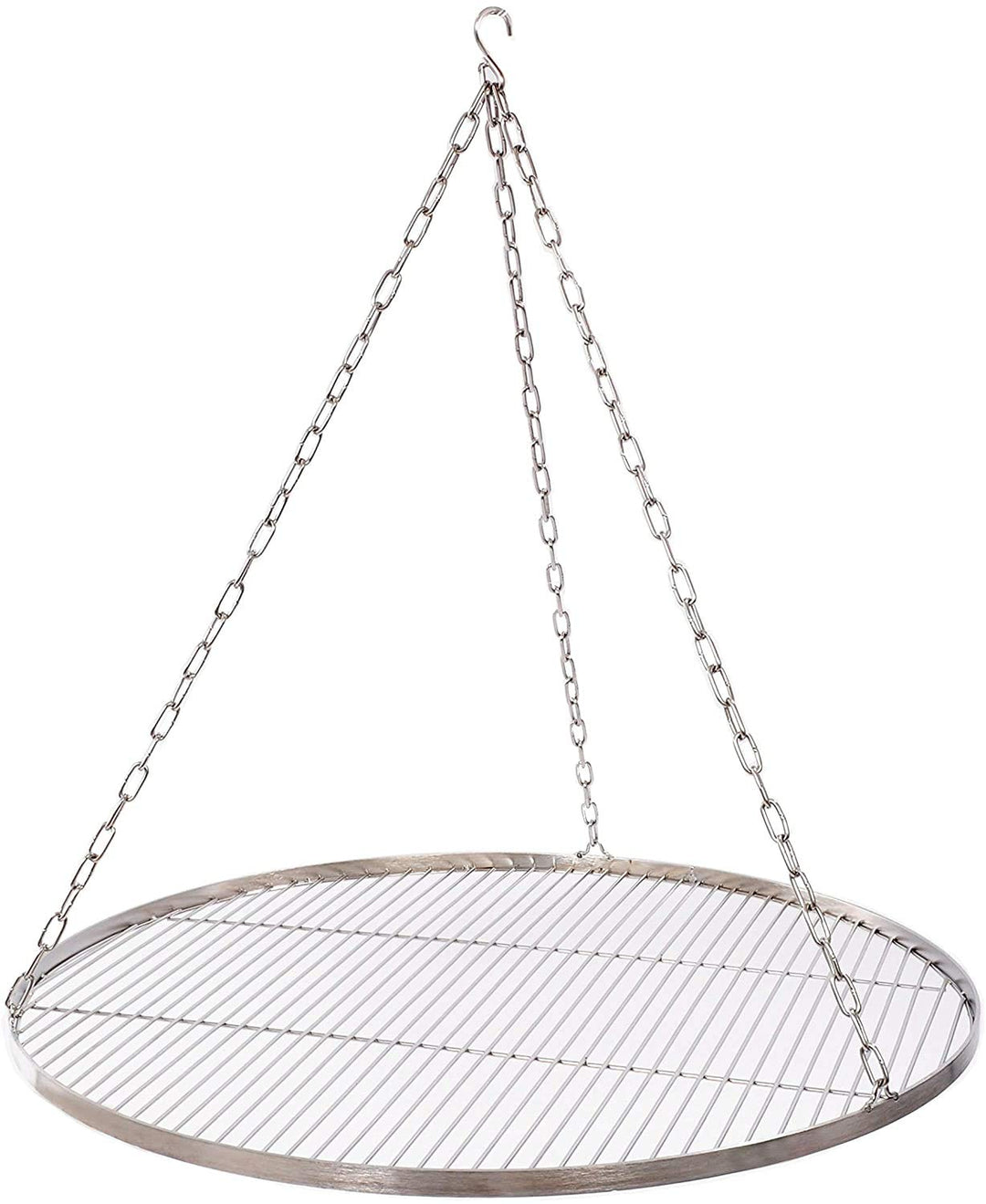 60 cm Grillrost Edelstahl für Schwenkgrill 3 Bein BBQ Grill Rost mit Kette 14 mm Stababstand