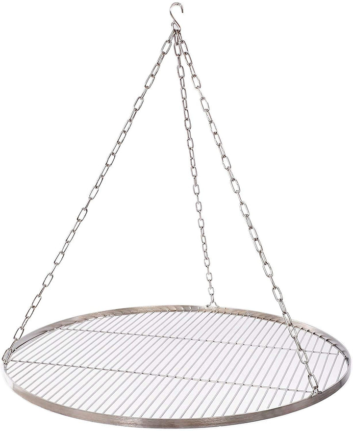 60 cm Grillrost Edelstahl für Schwenkgrill 3 Bein BBQ Grill Rost mit Kette 14 mm Stababstand