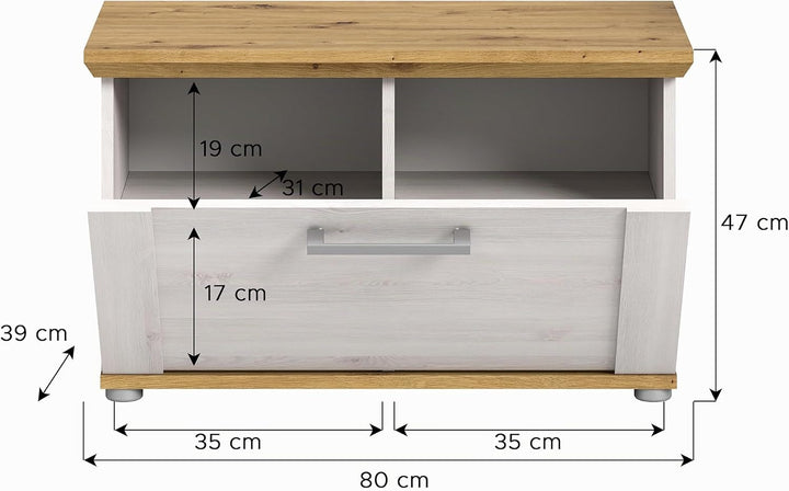 xonox.home Garderobe Verona Sitzbank Bank Garderobenbank Flurbank Truhe in Sibiu Lärche Nb. Absetzun