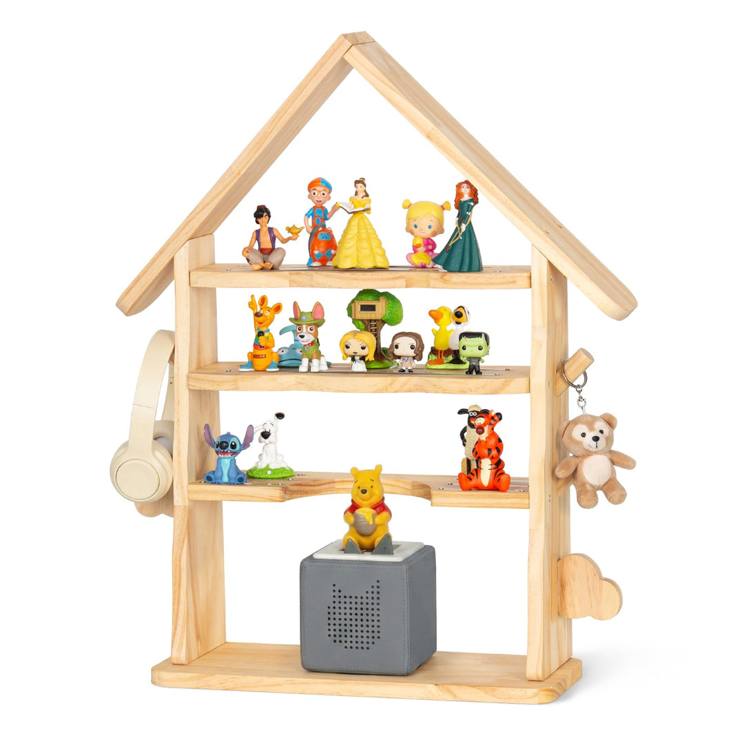 Todeco Toniebox Regal aus Holz, kompatibel mit Toniebox und Tonies, magnetisches Kinderregal für 30-