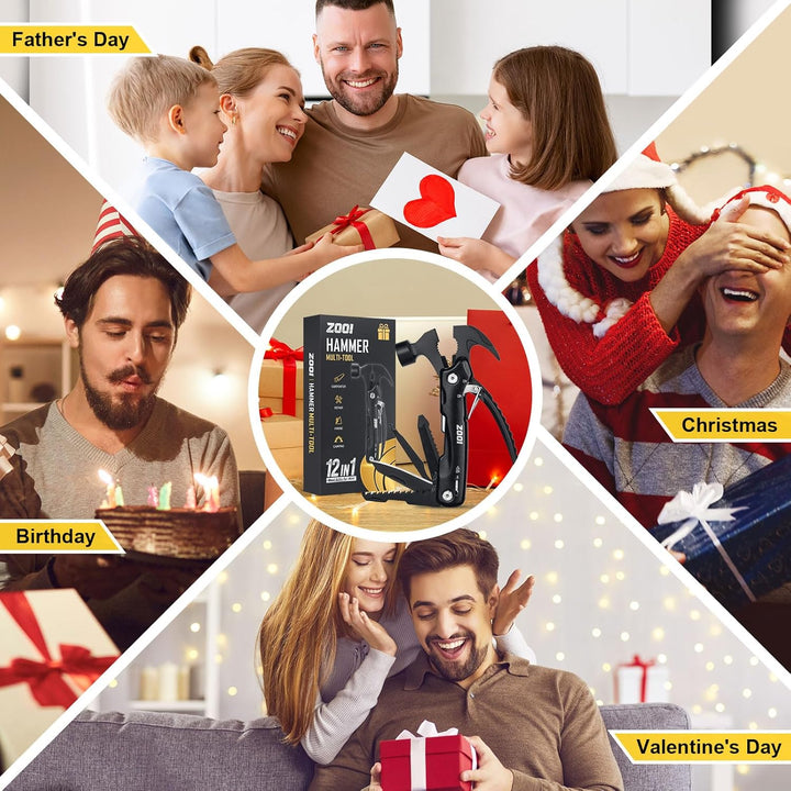 ZOOI Geschenke für Männer 12 in 1 Multitool Camping Zubehör, Gadgets für Männer Geschenke für Papa,