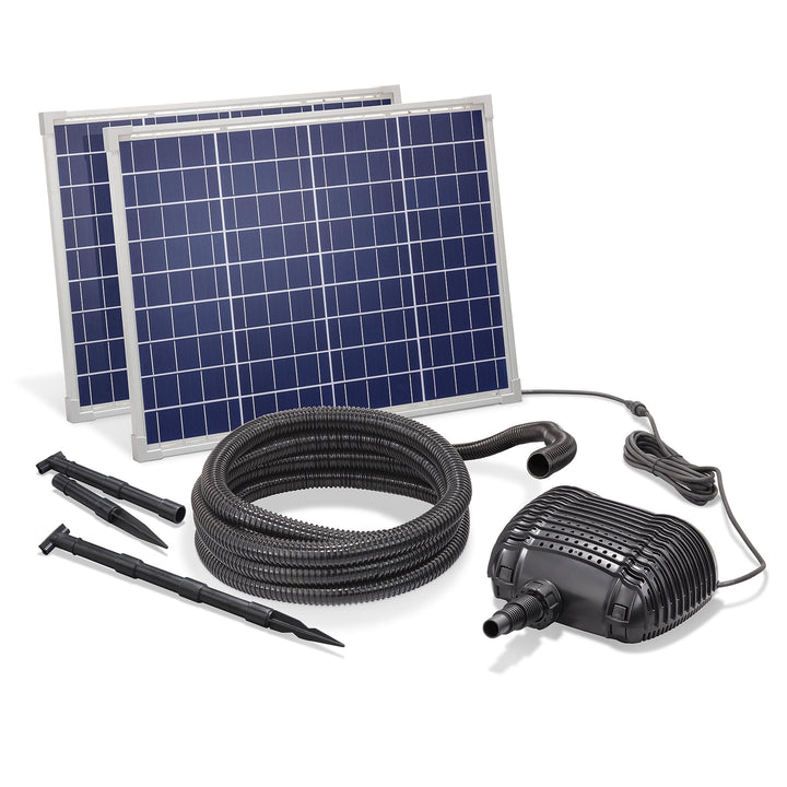 Solar Bachlaufset 100W Solarmodul 5000 l/h Förderleistung 3m Förderhöhe inkl. 5m Schlauch 32mm Bachl