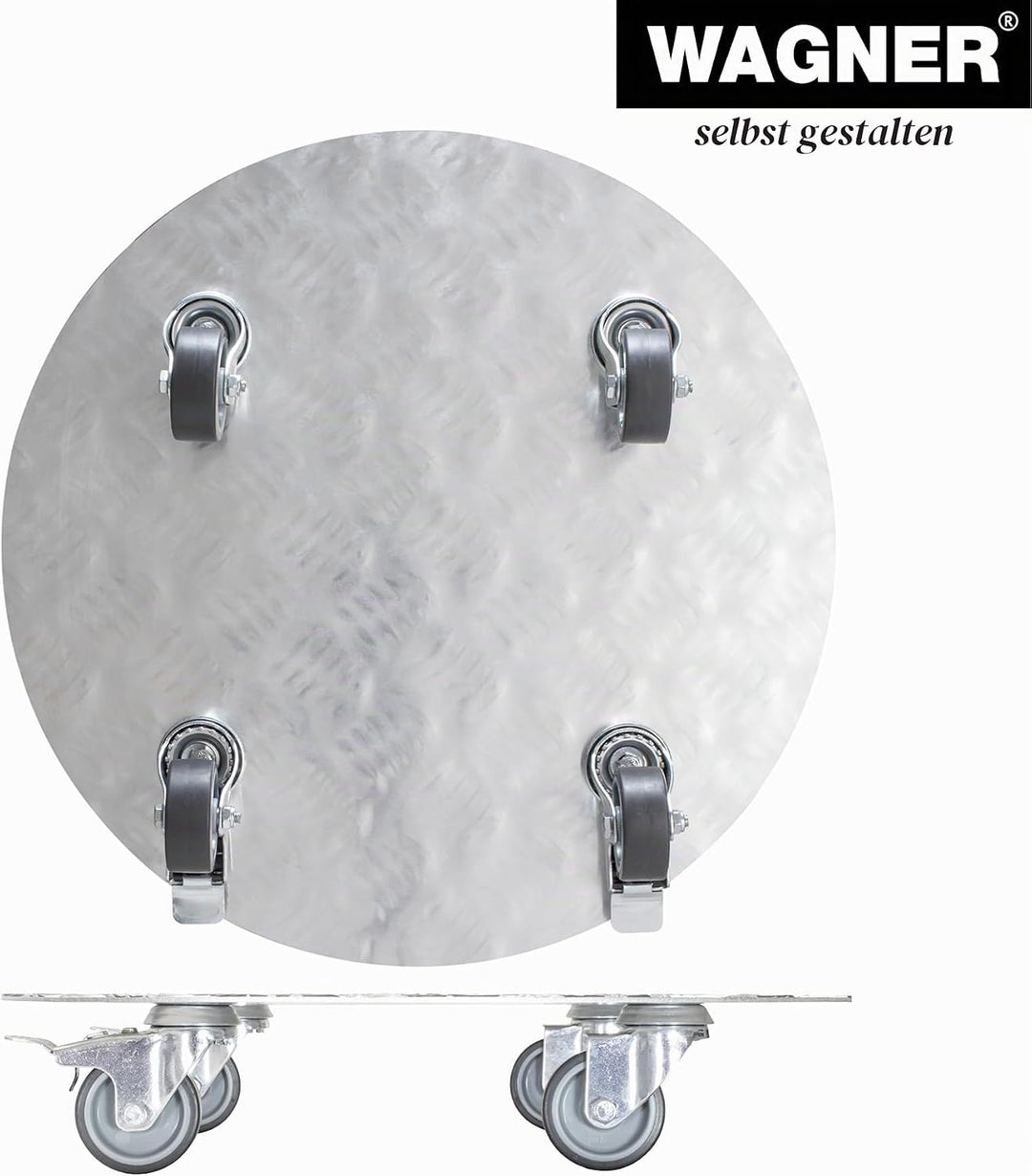 Wagner Pflanzenroller Alaska Ø 38 x 7,5 cm I Blumenroller für Aussenbereich + Innenbereich I Kübelro