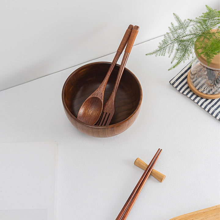 8 Stück Holz Besteck Küchenutensilien, Salatbesteck Holz, Holzgabel, Wooden Spoon, Holzlöffel, Mehrw