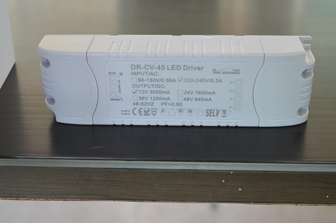 Dimmbarer LED Trafo 12V DC 1-45 Watt Netzteil dimmbar Treiber Transformator für Dimmer G4 MR16 GU5.3